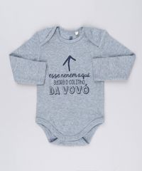 Body-Infantil--Esse-Nenem-Aqui-Adora-O-Colinho-da-Vovo--Manga-Longa-Decote-Redondo-em-Algodao---Sustentavel-Cinza-Mescla-8921654-Cinza_Mescla_1