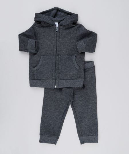 Conjunto-Infantil-de-Blusao-Basico-com-Capuz---Calca-em-Moletom-Cinza-Mescla-Escuro-9161187-Cinza_Mescla_Escuro_1