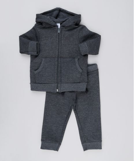 Conjunto-Infantil-de-Blusao-Basico-com-Capuz---Calca-em-Moletom-Cinza-Mescla-Escuro-9161187-Cinza_Mescla_Escuro_1