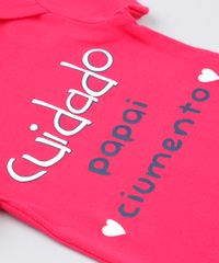 Body-Infantil--Cuidado-Papai-Ciumento--em-Manga-Curta-com-Decote-Redondo-em-Algodao---Sustentavel-Rosa-Escuro-8920470-Rosa_Escuro_4