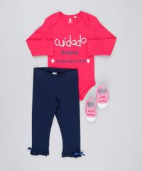 Body-Infantil--Cuidado-Papai-Ciumento--em-Manga-Longa-com-Decote-Redondo-em-Algodao---Sustentavel-Rosa-Escuro-8920964-Rosa_Escuro_3