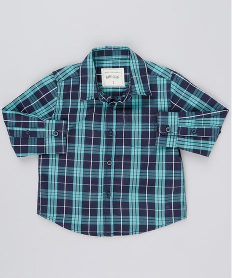 Camisa-Infantil-Xadrez-Manga-Longa-com-Bolso-Verde-8854764-Verde_1