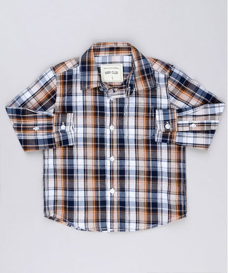 Camisa-Infantil-Xadrez-Manga-Longa-com-Bolso-Caramelo-8854758-Caramelo_1