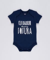 Body-Infantil--Cuidado----Alto-Nivel-de-Fofura--em-Manga-Curta-com-Decote-Redondo-em-Algodao---Sustentavel-Azul-Marinho-8920484-Azul_Marinho_1