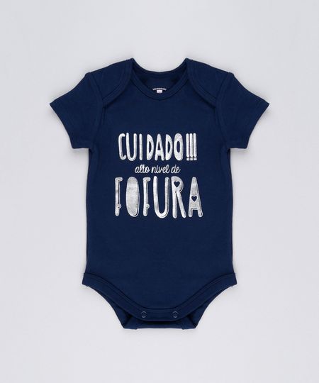 Body-Infantil--Cuidado----Alto-Nivel-de-Fofura--em-Manga-Curta-com-Decote-Redondo-em-Algodao---Sustentavel-Azul-Marinho-8920484-Azul_Marinho_1