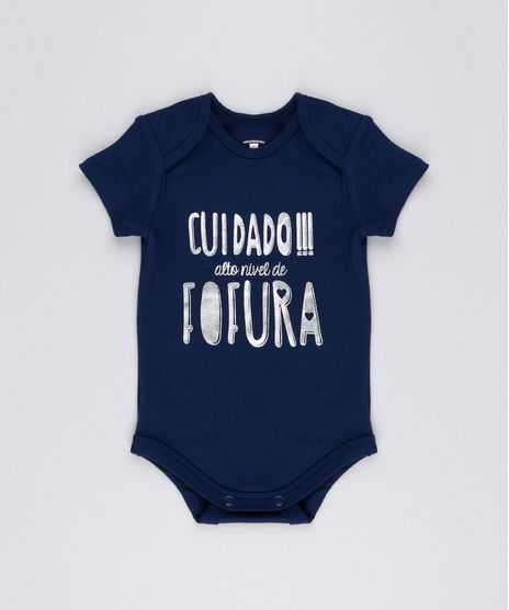 Body-Infantil--Cuidado----Alto-Nivel-de-Fofura--em-Manga-Curta-com-Decote-Redondo-em-Algodao---Sustentavel-Azul-Marinho-8920484-Azul_Marinho_1