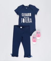 Body-Infantil--Cuidado----Alto-Nivel-de-Fofura--em-Manga-Curta-com-Decote-Redondo-em-Algodao---Sustentavel-Azul-Marinho-8920484-Azul_Marinho_3
