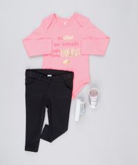 Body-Infantil--Eu-Amo-Ser-Mimada-Pela-Minha-Dinda--em-Manga-Longa-com-Decote-Redondo-em-Algodao---Sustentavel-Rosa-8920971-Rosa_3