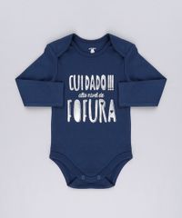 Body-Infantil--Cuidado----Alto-Nivel-de-Fofura--em-Manga-Curta-com-Decote-Redondo-em-Algodao---Sustentavel-Azul-Marinho-8921661-Azul_Marinho_1