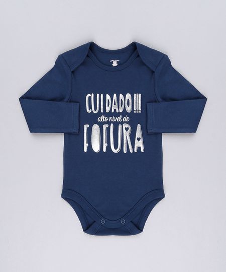 Body-Infantil--Cuidado----Alto-Nivel-de-Fofura--em-Manga-Curta-com-Decote-Redondo-em-Algodao---Sustentavel-Azul-Marinho-8921661-Azul_Marinho_1