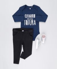 Body-Infantil--Cuidado----Alto-Nivel-de-Fofura--em-Manga-Curta-com-Decote-Redondo-em-Algodao---Sustentavel-Azul-Marinho-8921661-Azul_Marinho_3