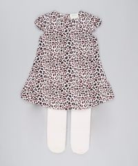 Vestido-Infantil-Estampado-Animal-Print-Manga-Curta-Decote-Redondo---Meia-Calca-Bege-8877295-Bege_1