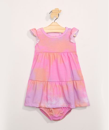 Vestido-Infantil-Tie-Dye-Estampado-com-Recorte-Manga-Curta---Calcinha-Multicor-9979659-Multicor_1