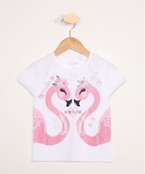 Blusa-Infantil-Manga-Curta-Flamingos-com-Brilhos-Off-White-9976454-Off_White_1