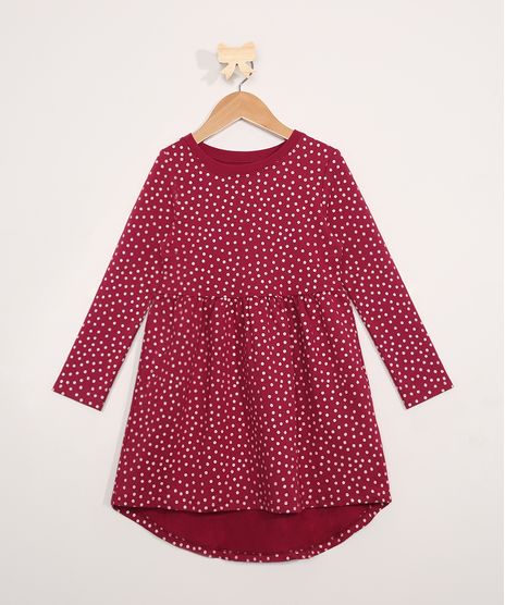 Vestido-de-Moletom-Infantil-Estampado-de-Poa-Manga-Longa-Vermelho-9806452-Vermelho_1