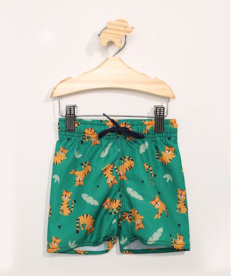 Bermuda-Surf-Infantil-Estampada-de-Tigres-com-Cordao-Verde-9979734-Verde_1