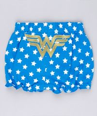 Short-Infantil-Mulher-Maravilha-Estampado-de-Estrelas-com-Babados-em-Algodao---Sustentavel-Azul-8928746-Azul_1