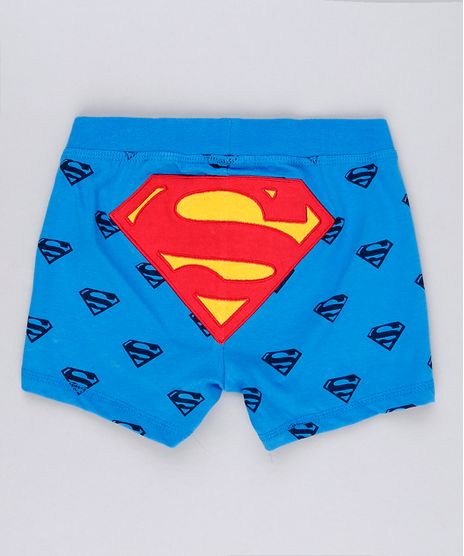 Short-Infantil-Super-Homem-Estampado-em-Algodao---Sustentavel-Azul-8928660-Azul_1