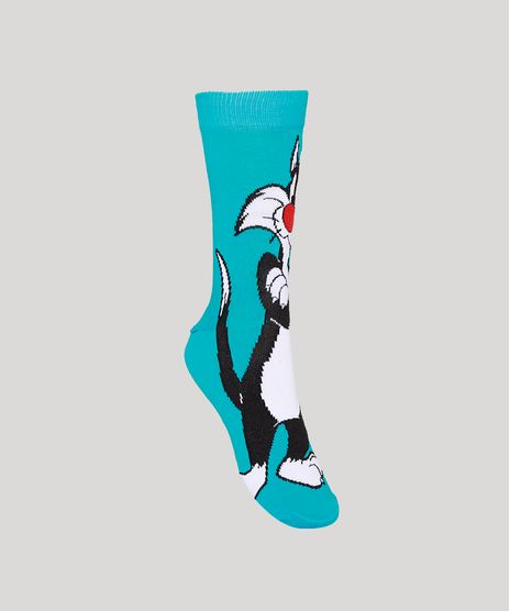 Meia-Masculina-Cano-Alto-Piu-Piu-e-Frajola-Azul-9980713-Azul_1