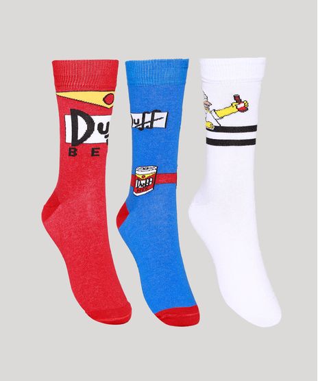 Kit-de-3-Meias-Masculinas-Cano-Alto-Os-Simpsons-Multicor-9980722-Multicor_1