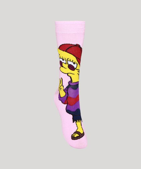 Meia-Masculina-Cano-Alto-Lisa-Simpson-Rosa-Claro-9980731-Rosa_Claro_1