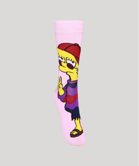 Meia-Masculina-Cano-Alto-Lisa-Simpson-Rosa-Claro-9980731-Rosa_Claro_1
