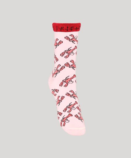 Meia-Feminina-Cano-Alto-Friends-Lagostas-Vermelha-9977768-Vermelho_1