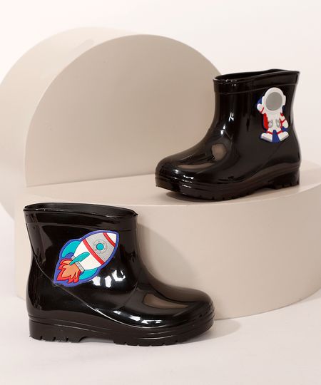 Galocha-Infantil-Luelua-Astronauta-e-Foguete-Preta-9987654-Preto_1