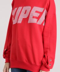 Blusao-Feminino--Super--em-Moletom-com-Botoes-Decote-Redondo-Manga-Longa-Vermelho-9133275-Vermelho_4