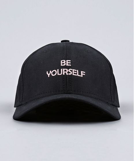 Bone-Feminino-com-Bordado--Be-Yourself--Aba-Curva-Preto-9200529-Preto_1