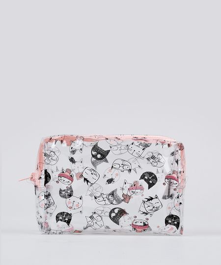 Necessaire-Feminina-Estampada-de-Gatinhos-Rose-9131713-Rose_1