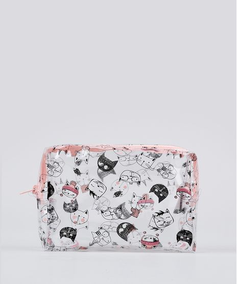 Necessaire-Feminina-Estampada-de-Gatinhos-Rose-9131713-Rose_1