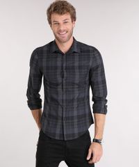 Camisa-Masculina-Slim-Xadrez-Manga-Longa-Chumbo-8856170-Chumbo_1