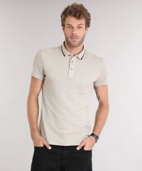 Polo-Masculina-Slim-Fit-em-Malha-Texturizada-Manga-Curta-Bege-9114976-Bege_1