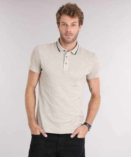 Polo-Masculina-Slim-Fit-em-Malha-Texturizada-Manga-Curta-Bege-9114976-Bege_1 Polo-Masculina-Slim-Fit-em-Malha-Texturizada-Manga-Curta-Bege-9114976-Bege_1