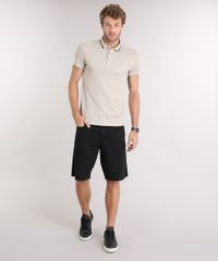Polo-Masculina-Slim-Fit-em-Malha-Texturizada-Manga-Curta-Bege-9114976-Bege_3