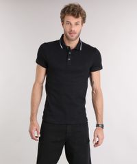Polo-Masculina-Slim-Fit-em-Malha-Texturizada-Manga-Curta-Preta-9114976-Preto_1
