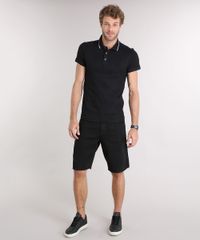 Polo-Masculina-Slim-Fit-em-Malha-Texturizada-Manga-Curta-Preta-9114976-Preto_3