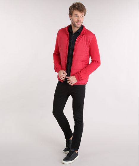 jaqueta puffer masculina vermelha