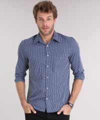 Camisa-Masculina-Comfort-Xadrez-Manga-Longa-com-Bolso-Azul-Marinho-8826552-Azul_Marinho_1
