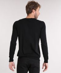 Sueter-Masculino-Basico-em-Trico-Manga-Longa-Gola-V-Preto-8848759-Preto_2
