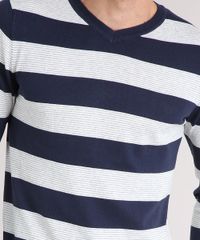 Sueter-Masculino-Listrado-em-Trico-Manga-Longa-Gola-V-Azul-Marinho-8848785-Azul_Marinho_4