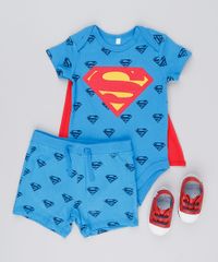 Body-Infantil-Super-Homem-Estampado-com-Capa-Manga-Curta-Decote-Redondo-em-Algodao---Sustentavel-Azul-8928774-Azul_3