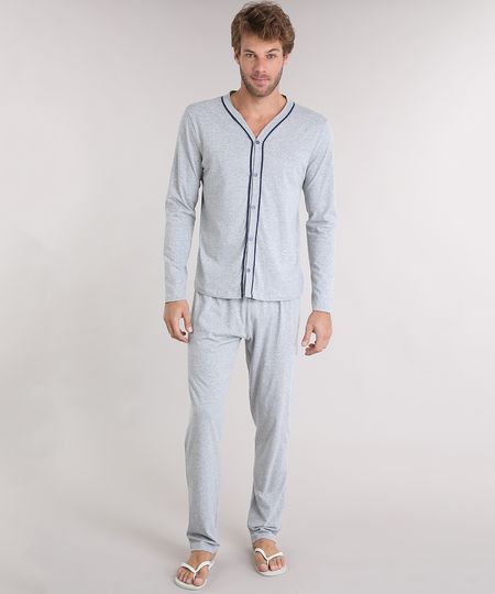 Pijama-Masculino-Gola-V-com-Botoes-Manga-Longa-Cinza-Mescla-Claro-8611091-Cinza_Mescla_Claro_1 Pijama-Masculino-Gola-V-com-Botoes-Manga-Longa-Cinza-Mescla-Claro-8611091-Cinza_Mescla_Claro_1