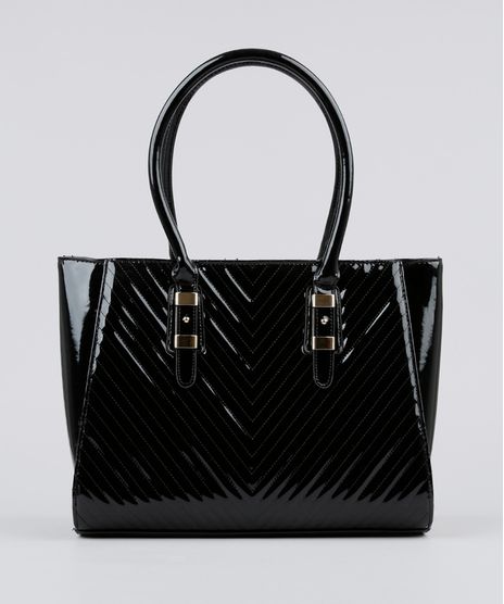 Bolsa-Feminina-Shoulder-em-Verniz-com-Textura-Preta-8872713-Preto_1