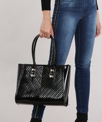 Bolsa-Feminina-Shoulder-em-Verniz-com-Textura-Preta-8872713-Preto_2