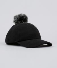 Bone-Feminino-com-Pompom-Aba-Curva-em-Feltro-Preto-9196574-Preto_3