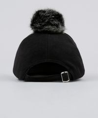 Bone-Feminino-com-Pompom-Aba-Curva-em-Feltro-Preto-9196574-Preto_4