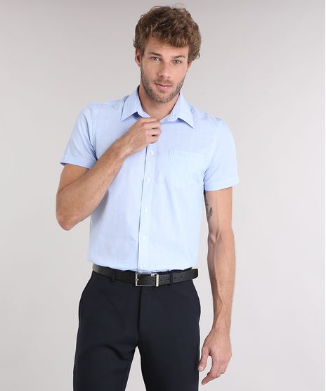 Camisa-Masculina-Comfort-Listrada-Manga-Curta-com-Bolso-Azul-8856441-Azul_1