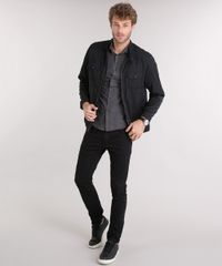 Camisa-Masculina-Slim-Xadrez-Manga-Curta-com-Bolso-Kaki-8853178-Kaki_3
